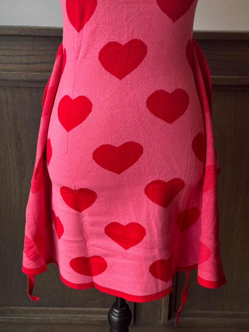 Wenrine Strapless knit Pink Tube Dress with Red Heart Print NWT Medium - Picture 8 of 10